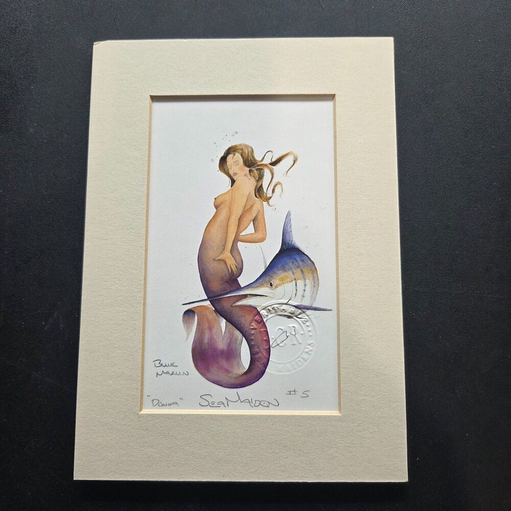 Robert Kline Sea Maiden #5 Diana Blue Marlin Signed Mermaid Print 5x7